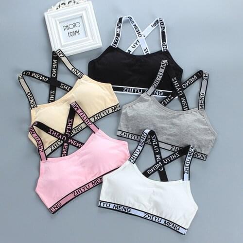 12-18Y Teen Girls Underwear Adolescente Sport Training Bra Kids Underwear Push Up Teens Bras with Chest Pad Puberty Clothes