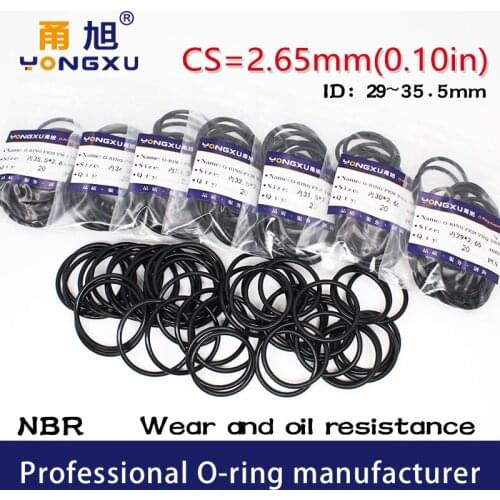20PCS/lot Black NBR Sealing O-Ring CS2.65mm ID29/30/31.5/32.5/33.5/34.5/35.5*2.65mm O Ring Seal Rubber Gasket Rings Washer