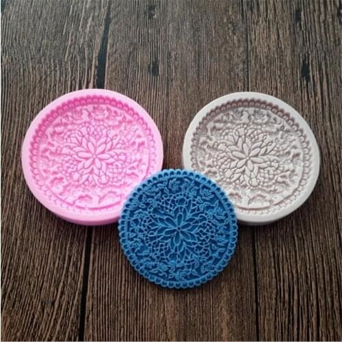 Round Flower Shape Embossed Silicone Mold Fondant Cake Molds Chocolate Candy Biscuits Moulds DIY Wedding Decoration Baking Tool