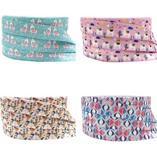 Mermaid Print fold over elastic animal llama Fish FOE Ribbon Headwear Party Gift Packing Sewing Home Decoration Accessories 10Y