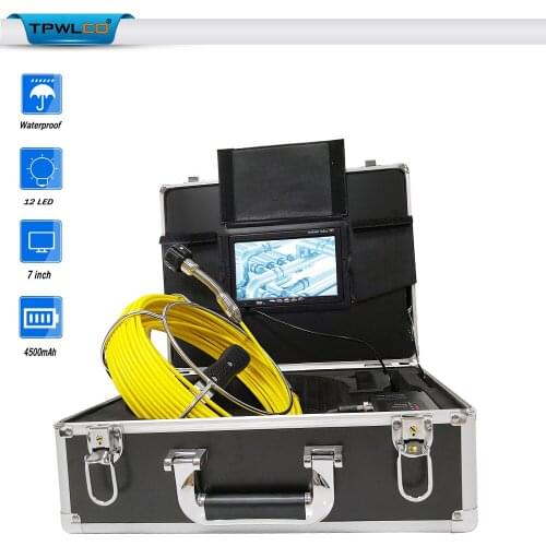20M Cable Industrial Pipeline Endoscope with 12 LED 7inch HD Monitor 23mm Drain Sewer Pipe Inspection Camera System