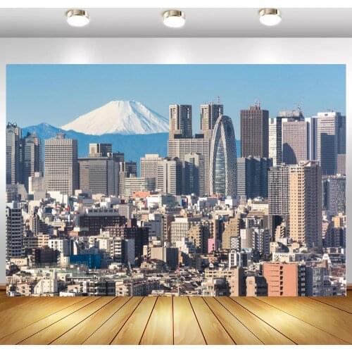 City Buildings Overview Scenic Photography Backgrounds Mountain Top Living Room Decor Backdrops Vinyl Cover Posters