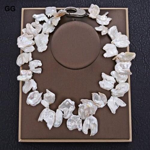 GuaiGuai Jewelry 15x22MM 18'' White Keshi Pearl Necklace