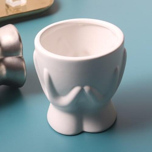 Hands In The Bowl Vases Of Pure White Flowers Ceramic Matte Dressing Table Make-up Pen Holder Black Flower Fix Pot Wedding