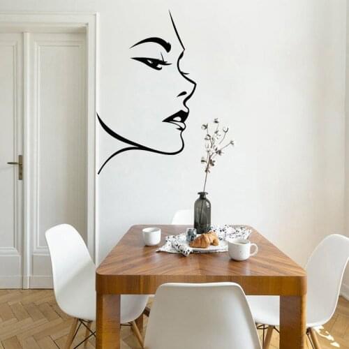 Beauty Salon Wall Stickers Bedroom Vinyl Decals Store Window Decor Beautiful Girl Mural Face Beautiful O81