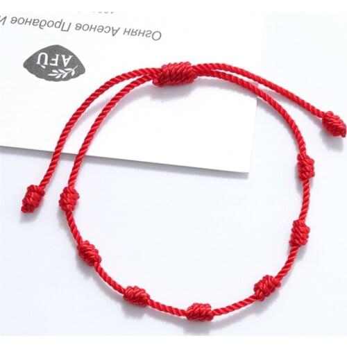 7 Knots Red String Bracelets For Protection Good Luck Amulet For Success Prosperity Handmade Rope Bracelets Lucky Charm Bangles