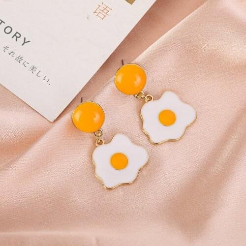 Trendy Personality Alloy Poached Egg Drop Earrings For Women Geometric Creative Yolk Earrings 90s Girls Party Gifts Y2K Jewelry