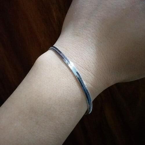 Trendy Flat Silvery Chain Bracelets for Women High Quality Curb Cuban Link Figaro Chain Bracelet Fashion Jewelry Accessories