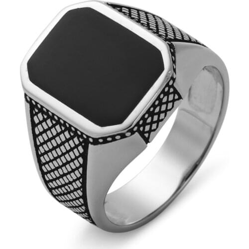 Eulonvan Fashion Charm Wedding 925 sterling Silver Rings Jewelry & Accessories for men Black Resin S-3819 size 7 8 9 10 11 12 13