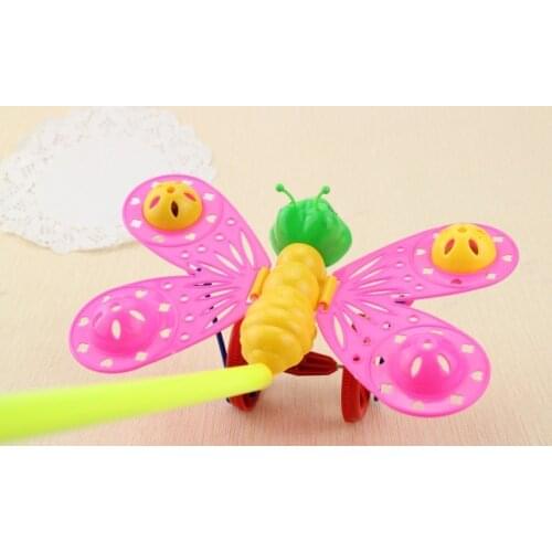 Fancy Bee Hands Push Bell The Dragonfly Kindergarten Baby Toys Single-rod Hand-pushed Toy Animal Plastic 2021