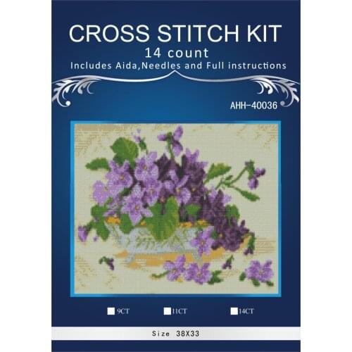 Oneroom violet flowers Scenery Embroidery Needlework Crafts 14CT Unprinted DMC DIY Quality Cross Stitch Kits Handmade Arts