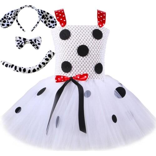 Dalmatian Tutu Dress Outfit Polka Dot Tulle Kids Dresses for Girls Party Clothes Baby Girl Halloween Dog Cosplay Costume 1-12Y