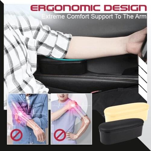 Mintiml Rest Storage Functional Armrests Car Door Leather Ergonomic Auto Interior Parts Arm Elbow Support Heightening Pad Black