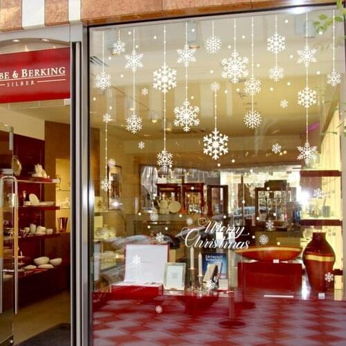 Merry Christmas Childrens room decoration Sticker Christmas Snowflake Wall Sticker Window Glass Decal Holiday Party Xmas Decor