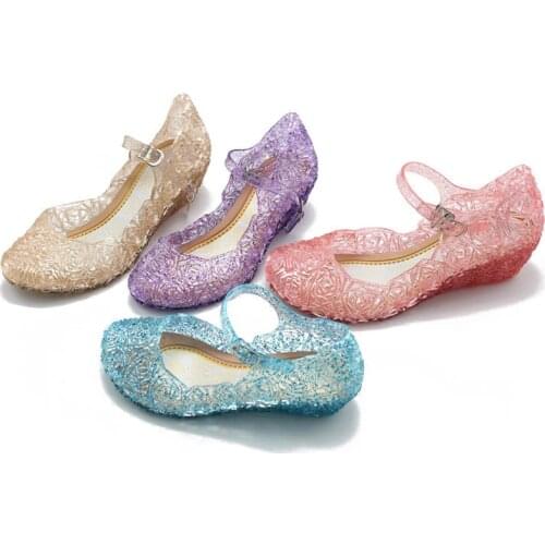 Girl Sandal Children Princess Shoes Elsa Cinderella Belle Sofia Rapunzel Evening Dancing Shoe Summer Fancy Dress Up Party Supply