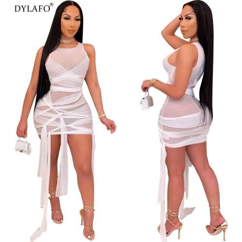 Sexy Sling Corset Dress Gauze Short Ladies Nightclub Party Wear Fashionable Tight Gauze Mini Dress Casual Trendy Dress 2021 New