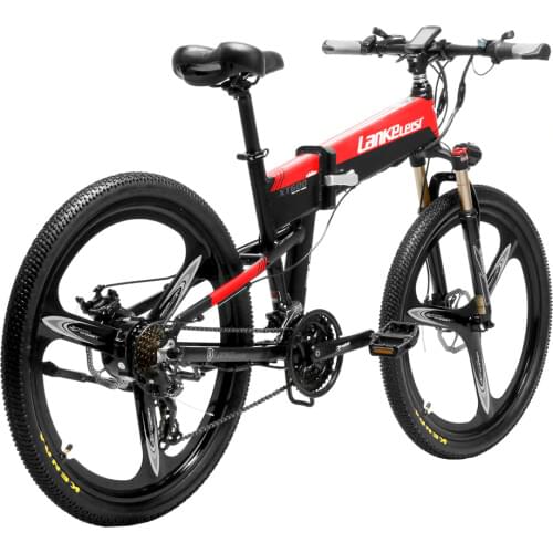 XT600 26'' Folding Ebike 400W 12.8Ah Removable Battery 21 Speed Mountain Bike 5 Level Pedal Assist Lockable Suspension Fork