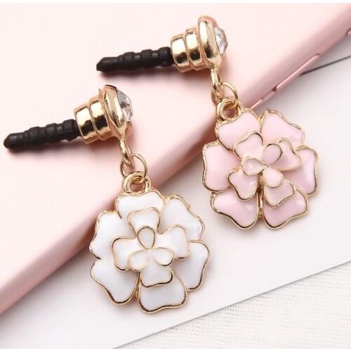 SIANCS Camellia Flower shape 3.5mm Jack Headphone Port Dust Plug Universal Phone Accessories For iPhone7 xs touch ipad Anti Dust