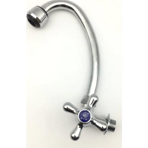 G1/2" Zinc Alloy Kitchen Basin Faucet Wall-mounted Sink Faucet Hot And Cold Mixing Faucet 180° Rotating Single-handle Faucet