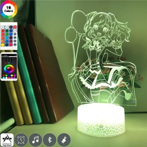 Projector Light Night LED Cartoon 3D Desk Lamp Cute Anime Girl Bluetooth Base Room Party Decoration Girls Kids Gift Nightlight