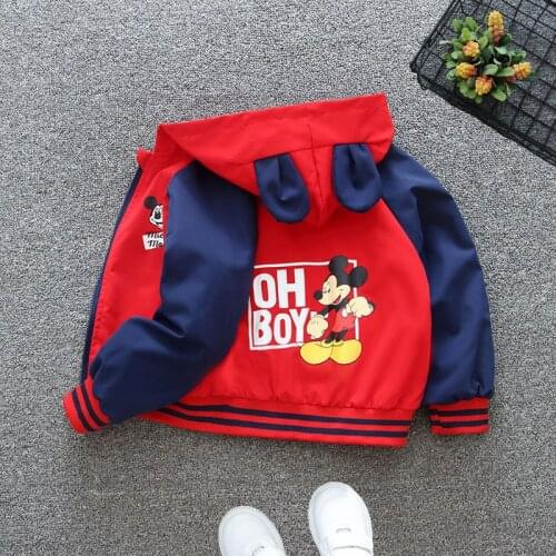 Baby Boys Girls Spring Autumn Jacket Coat Children Cartoon Minnie Mickey Mouse Zipper Hoodie Windproof Outwear Kids Clothes