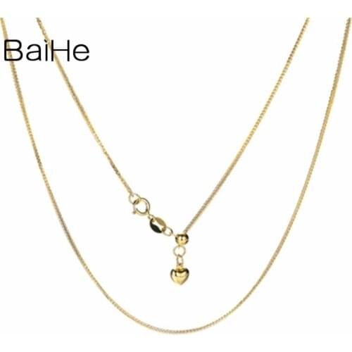 BAIHE Solid 18K Yellow Gold Engagement Wedding Bad Trendy Fine Jewelry beautiful Gift 18K True Gold Chain Necklaces