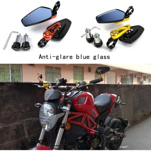 1 Pair 7/8" 22mm Motorcycle Handlebar Rear View Mirrors Universal Motorbike Bike Aluminum Bar End Side Rearview Mirror