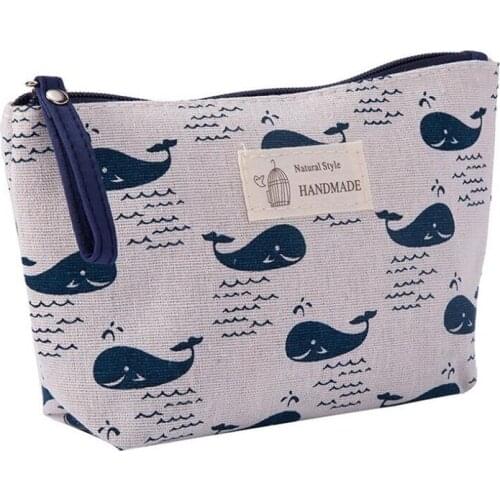 Soft Canvas Bear Tree Print Pattern Women Travel Storage Bag Toiletries Organize Cute Cosmetic Bag Portable Make Up Bags