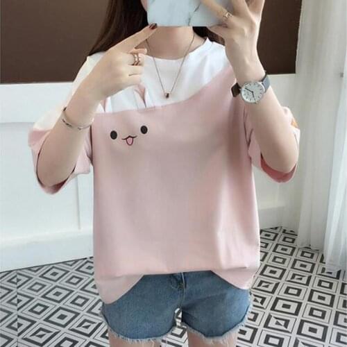 Female Lovely Pink Rabbit T Shirts Cute Carrot Short Sleeve Anime Bunny Tee Tops Mori Girl Kawaii T-Shirt
