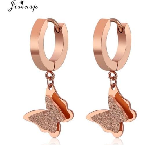 Jisensp Stainless Steel Butterfly Stud Earrings for Women Cute Animal Earrings Girls Kids Fashion Jewelry Gift Boucle d'oreille