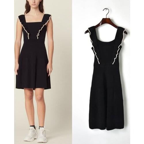 2019 Direct Selling Real Vadim Women Dress Vestidos Mujer Woman Dress Sweet Suspender Temperament Knit Wood Ear Robe Femme