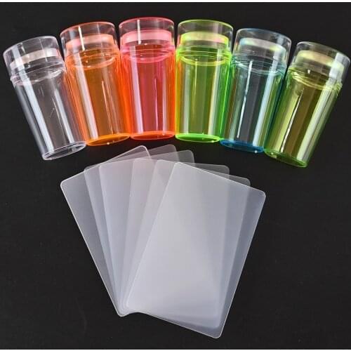 1Kit Neon/Clear Easy-French Nail Stamper Jelly Print Silicone Transfer Scraper For Manicure Accessories Stamp Nail Art Tools