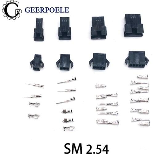 10 sets/lot connectors SM 2P 3P 4P 5P Pitch 2.54 mm connector Female and Male Housing + terminals SM-2P SM-2R jst sm2.54