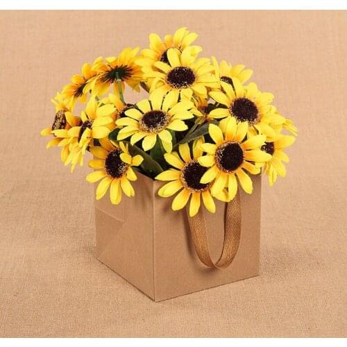 100pcs/lot 5 size Fruit flowers bonsai paper gift bags square bottom kraft paper bag gift bag with handle