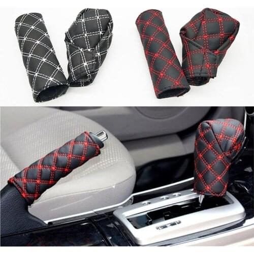 2 pieces / set of artificial leather hand brake shift lever cover for Mercedes-Benz Series-A B C E S G M ML GLK CL CLK CLS GL