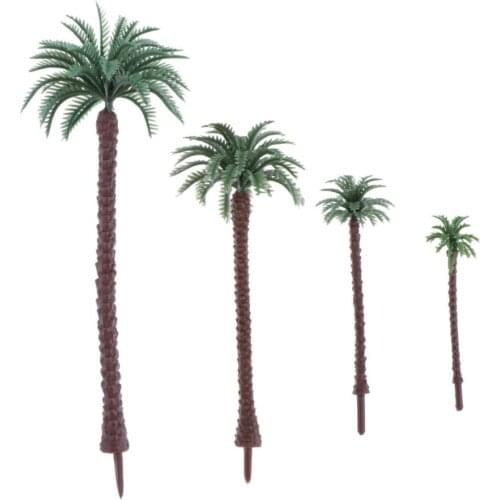 20pcs Model Trees Coconut Palms Scenery Miniature Beach Scene Diorama Layout