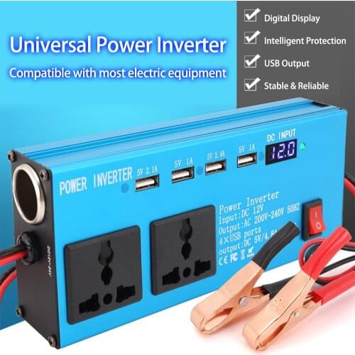 200W Car Power Inverter D C12V to AC220V Multi-Funcitonal Power Converter Digital Display Power Voltage Transformer