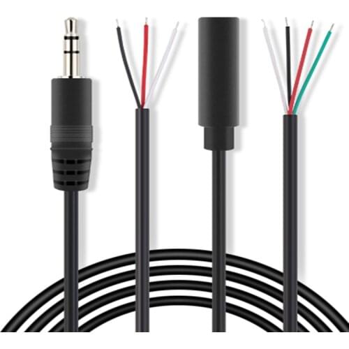 3.5mm Audio Cable AUX Single Head Dual Channel Male and Female Head Audio Speaker Line 3/4 Core Audio Output Line 30CM