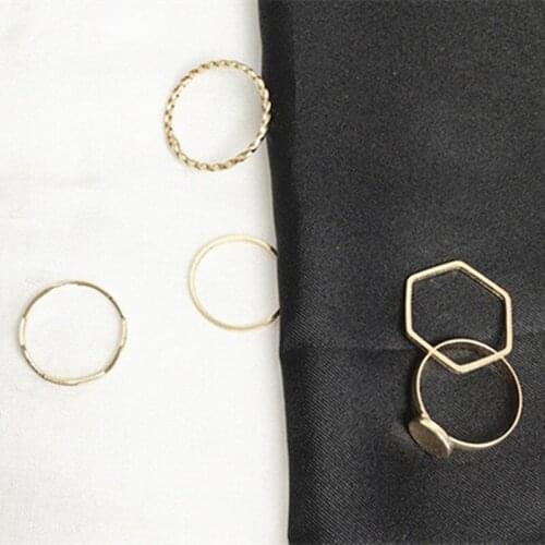 5pc/set Unique Design Simple Gold Color Wave Irregular Rings For Women Fashion Jewelry Wholesale Geometry Party Ring Sets Gifts