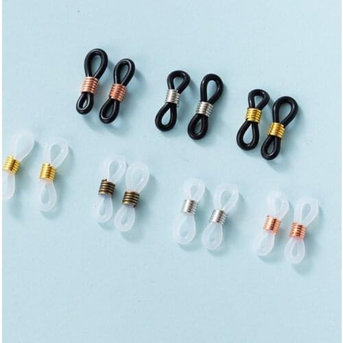 50pcs/lot Color-preserving Iron Ring Silicone 8-shaped Ring Glasses Chain Buckle Anti-slip Anti-lost Rope Pendant DIY Jewelry