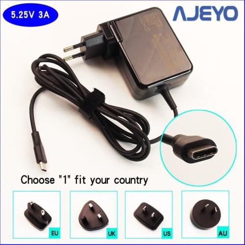 AJEYO 5.25V 3A USB-C TYPE-C Ac Power Adapter Battery Charger For HP X2 210 G1 Z8300 10.1 4GB/32 PC