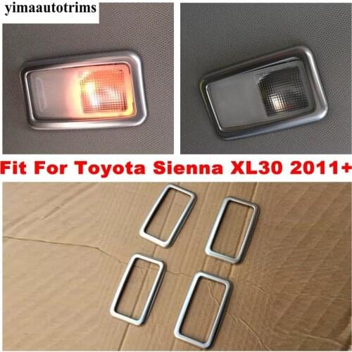 Car Inner Roof Reading Lights Cover Lamps Trim Sticker For Toyota Sienna XL30 2011 - 2020 Accessories Carbon Fiber / Matte Style