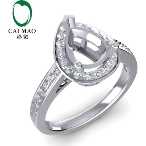 Caimao 6.5x8.5mm Pear Cut 14k White Gold 0.22ct Natural Full Cut Diamond Ring Prong FOB Reference