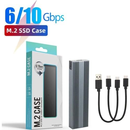 M.2 to USB 3.1 SSD Case, Dual Protocol M2 NVME PCIe NGFF SATA SSD Adapter for 2230 2242 2260 2280 NVMe/SATA M.2 SSD RTL9210B