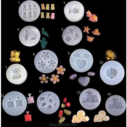DIY Cute Mini Earrings Pendant Bear Dinosaur Goldfish Shell Silicone Resin Mold Au11 20 Dropship