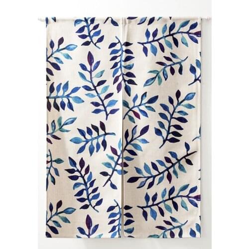 Watercolor Blue Red Plants Door Curtain Linen Tapestry Study Bedroom Home Decor Kitchen Curtains Customizable/85x120cm/85x90cm