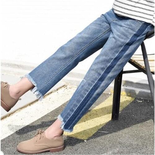 Spring autumn pregnant women pants maternity jeans ripped denim Abdominal adjustable Pregnant women pencil long trousers