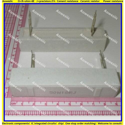 2Pcs 50W18RJ 50W 18 ohm +/- 5% Horizontal cement resistor 50W18ΩJ Cement resistance 50W18R 50W18OHM 18R Ceramic resistor plug-in