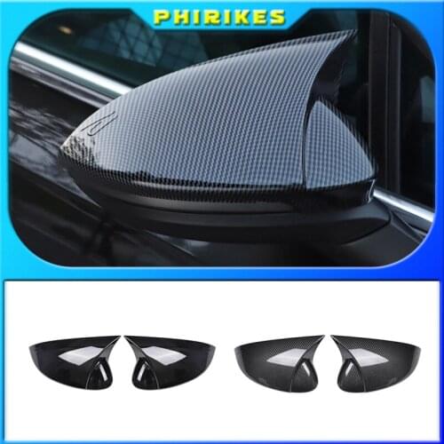 For Volkswagen Golf MK8 VIII 8 Side Mirror Covers Caps (Carbon Look) 2020 2021 2022 for VW Glossy black wing rearview