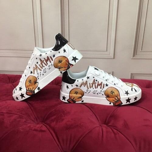 Autumn Casual Shoes Women Men Graffiti Print Sneakers Gesigner Shoes Platform Lace-Up Spring Couple Zapatillas Mujer Size34-45